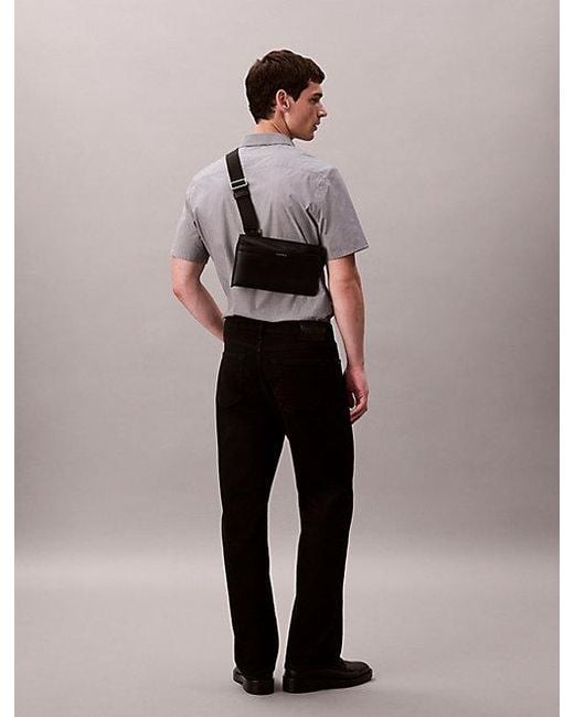 Calvin Klein Gray Micro Pebble Sling Bag for men