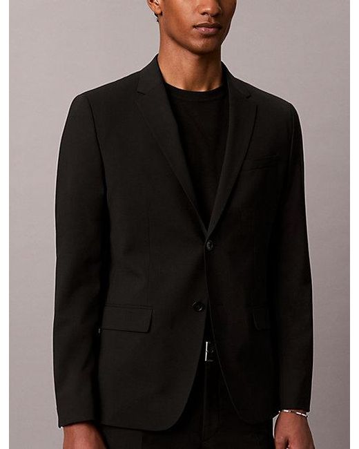 Calvin Klein Black Slim Wool Stretch Blazer for men