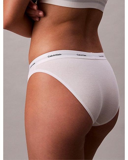 Calvin Klein White Bikini Briefs Cotton Stretch Rib