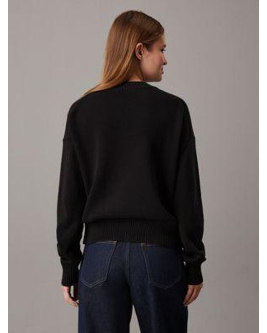 Jersey de algodón con monograma Calvin Klein de color Black