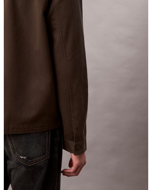 Surchemise Relaxed En Sergé De Coton Calvin Klein pour homme en coloris Brown
