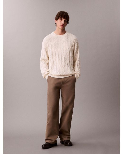 Calvin Klein Natural Allover Emblem Logo Relaxed Jumper for men