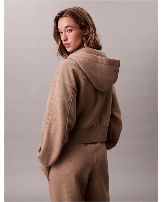 Calvin Klein Brown Calvin Klein Logo Tape Zip Relaxed Hoodie