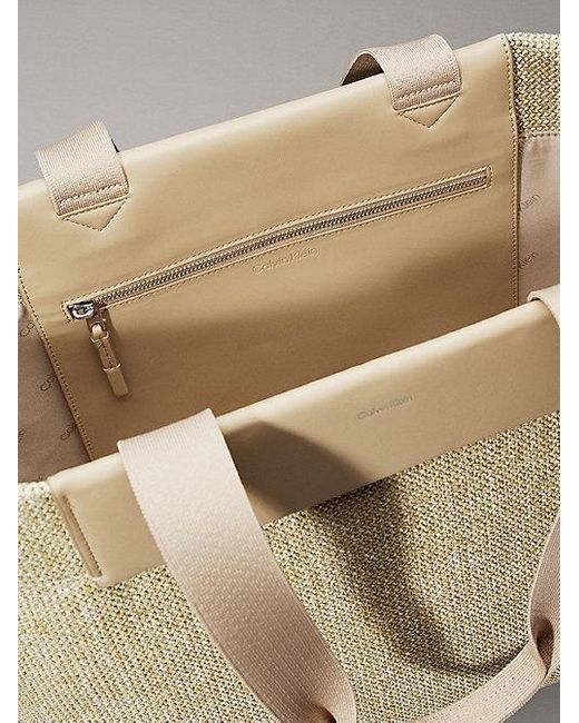 Calvin Klein Gray Großer Shopper Aus Bast