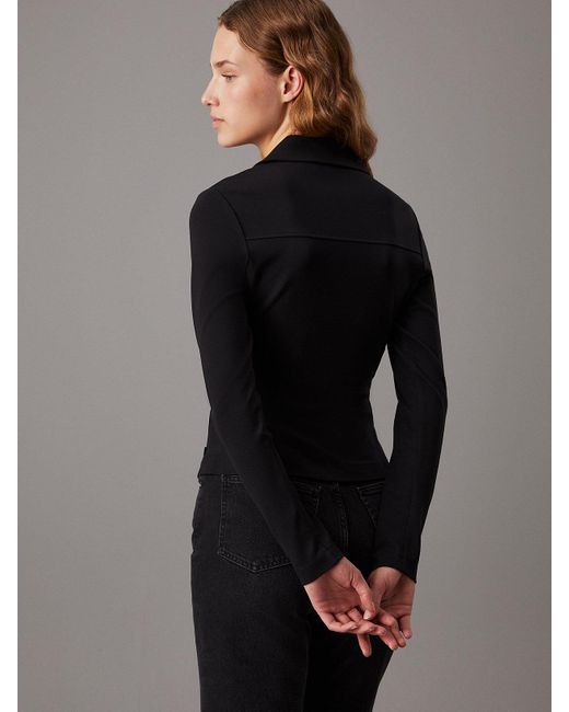 Haut en jersey Milano avec fermeture éclair sur toute la longueur Calvin Klein en coloris Black