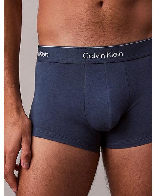 Calvin Klein Blue 3 Pack Low Rise Trunks Icon Cotton Stretch for men