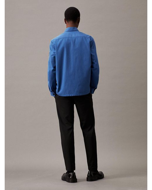 Calvin Klein Blue Boxy Twill Overshirt for men
