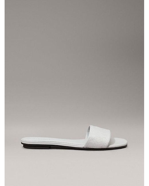 Calvin Klein Gray Slippers Mit Logo-Jacquardmuster