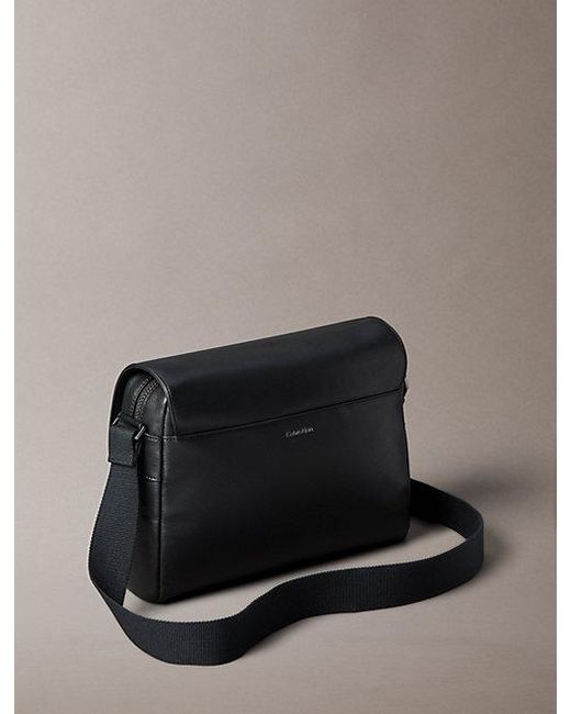 Calvin Klein Gray Emblem Logo Saffiano Messenger Bag for men