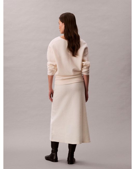 Calvin Klein Natural Boiled Wool Midi Skirt