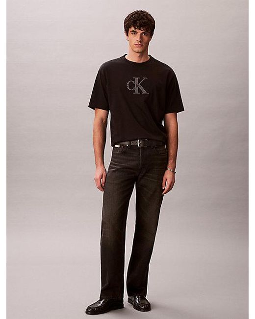 Calvin Klein Black Jeans Relaxed Logo Appliqué T-Shirt for men