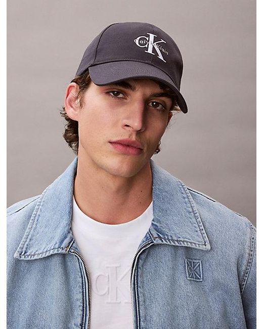 Calvin Klein Blue Embroidered Monogram Logo Twill Cap for men