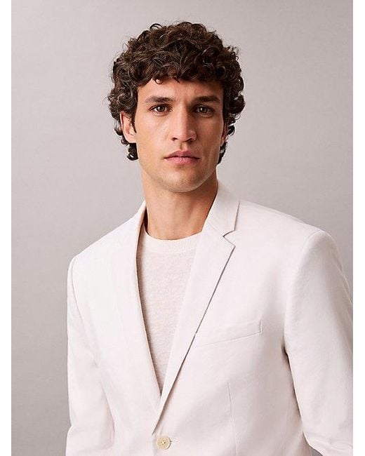 Calvin Klein Pink Slim Linen Blend Blazer for men