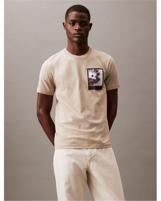 Calvin Klein Natural Framed Flower Graphic Classic Crewneck T-shirt for men