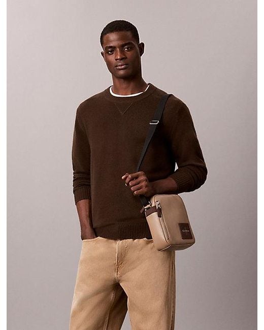 Calvin Klein Brown Monologo Reporter Bag for men