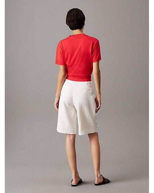Calvin Klein Wijde Geplooide Korte Broek in het White