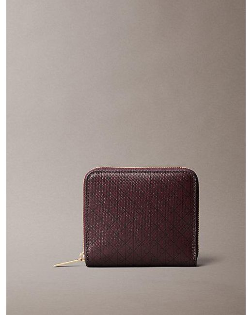 Calvin Klein Brown Rfid Square Zip Around Logo Wallet
