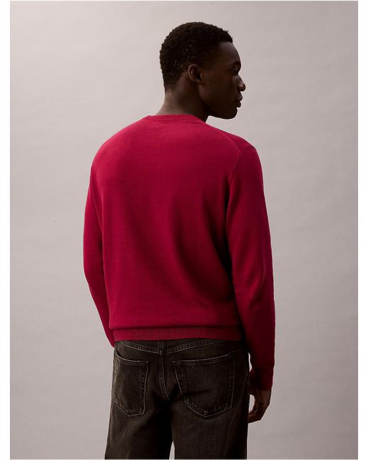 Calvin Klein Red Calvin Klein Smooth Cotton Sweater for men