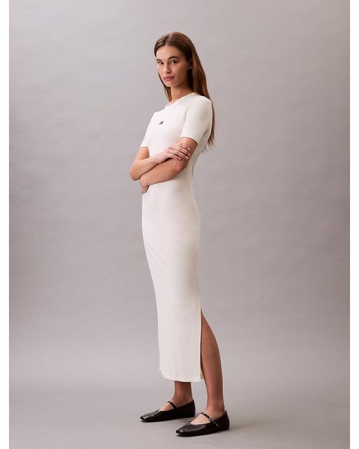 Calvin Klein Natural Modal Stretch Rib Midi Dress