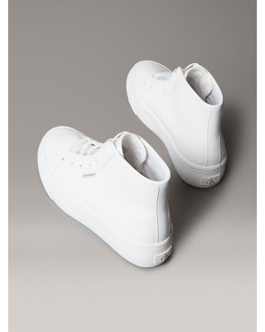 Baskets Montantes À Plateformes En Cuir Calvin Klein en coloris White