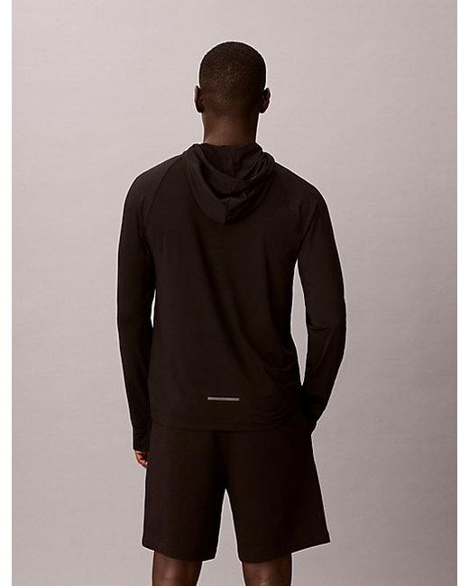 Calvin Klein Black Sport Quick Dry Thumbhole Travel T-Shirt Hoodie for men