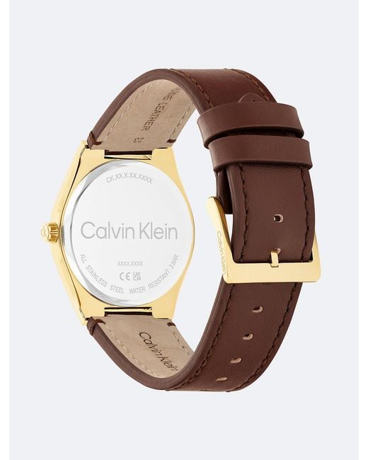 Calvin Klein White Leather Strap Multifunction Watch for men