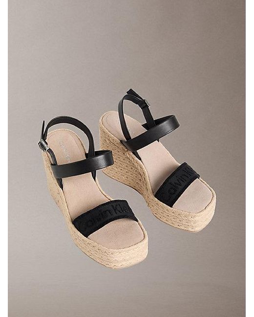 Calvin Klein Gray Elisabeth Espadrille Wedge Sandals