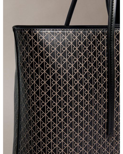 Calvin Klein Black Coated Emblem Logo Tote Bag With Pouch