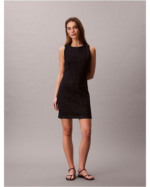 calvin klein denim sheath dress Calvin Klein Jeans BOXY BELTED SHIRT DRESS - Denim dress - denim medium/blue denim