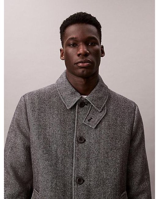 Calvin Klein Gray Tech Wool Blend Coat for men