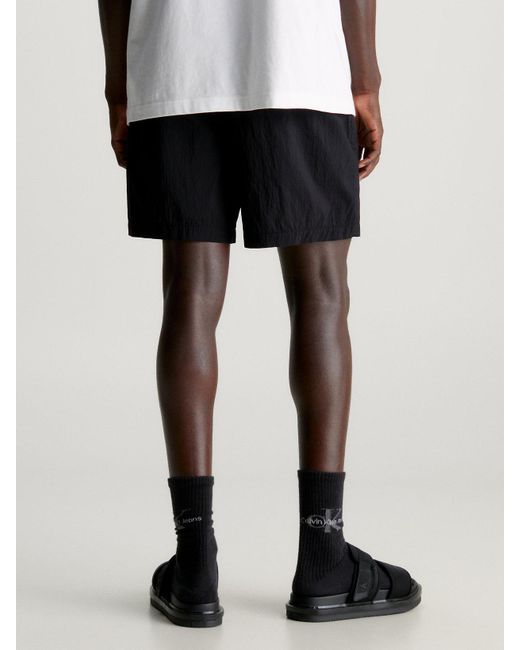 Short relaxed en nylon froissé Calvin Klein pour homme en coloris Black