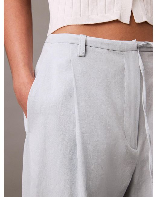 Pantalon Relaxed En Lin Et Coton Calvin Klein en coloris Gray