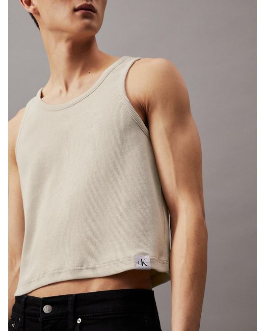 Calvin Klein Gray Ribbed Cotton Tank Top for men