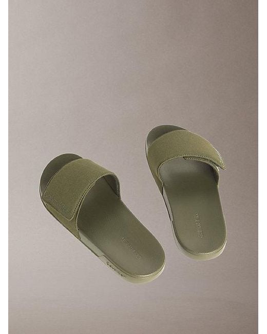 Calvin Klein Green Nemo Canvas Contoured Logo Sliders for men