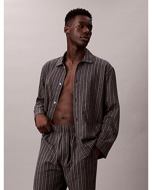 Calvin Klein Flanellen Pyjamatop in het Brown voor heren