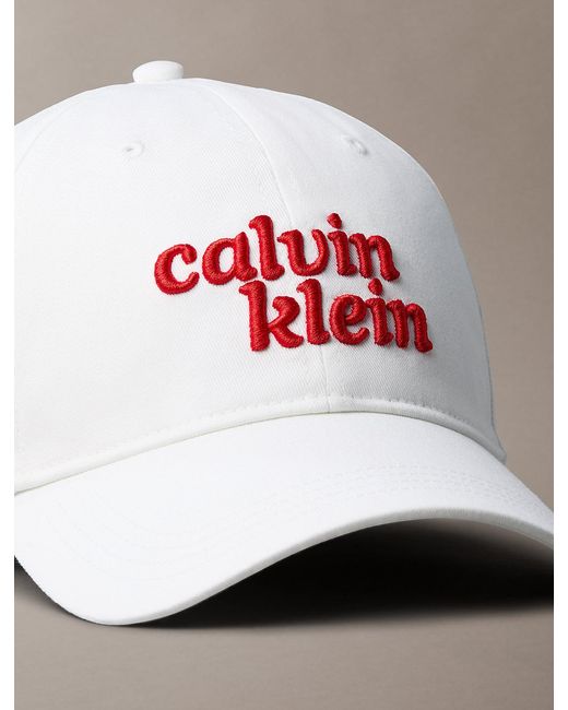 Calvin Klein White 1989 Embroidered Ck Logo Cap for men