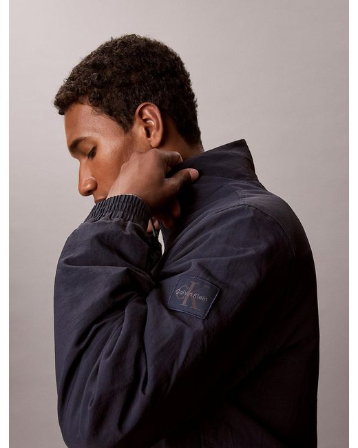 Calvin Klein Blue Padded Nylon Zip-Up Jacket for men