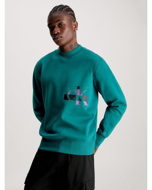 Calvin Klein Monogram Sweatshirt in Blue for Men