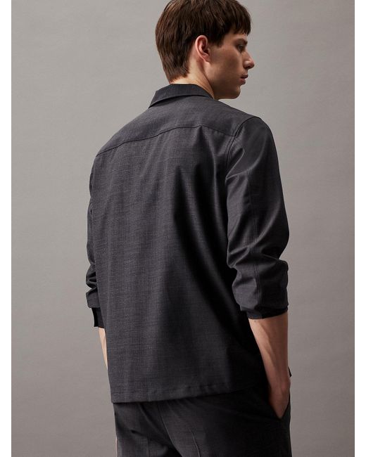 Chemise boxy en laine mélangée Calvin Klein pour homme en coloris Black