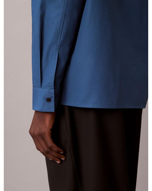 Calvin Klein Blue Relaxed Zip Up Poplin Overshirt for men