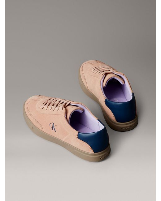 Calvin Klein Gray Suede Signature Logo Trainers
