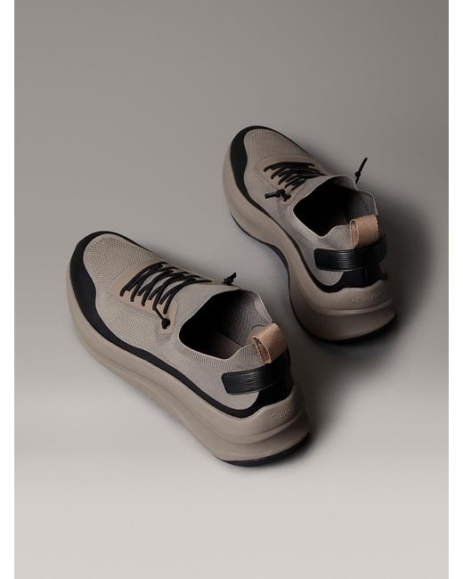 Calvin Klein Gray Mesh Chunky Runner Sock Trainers for men