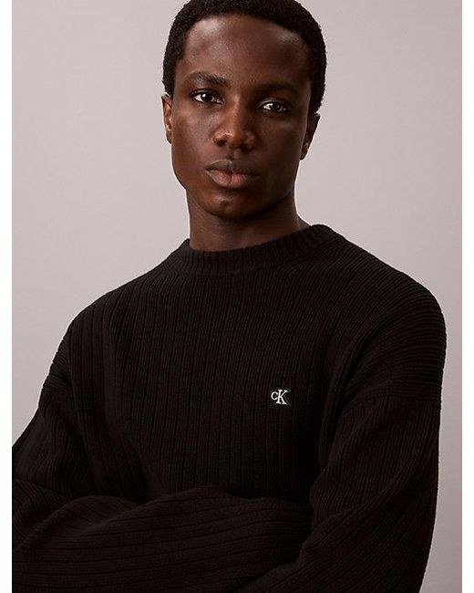 Calvin Klein Black Jeans Cotton Ribbed Jumper for men