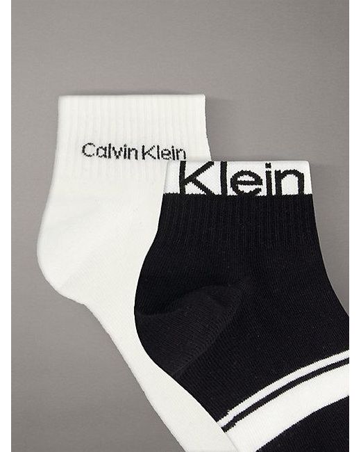 Calvin Klein Gray 2 Pack Cotton Logo Stripe Ankle Socks for men