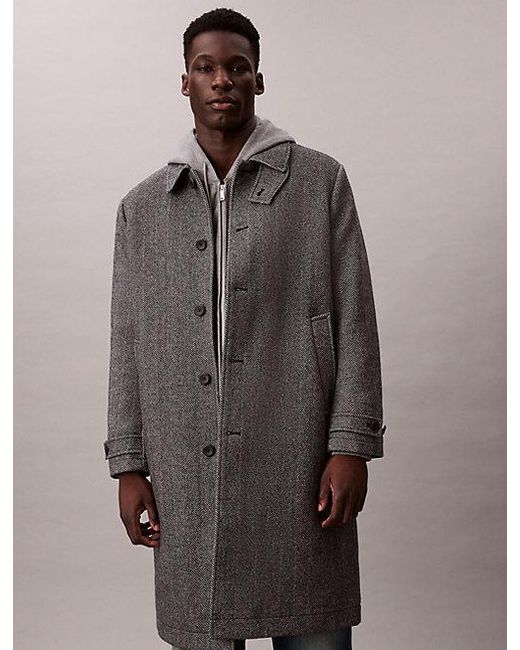 Calvin Klein Gray Tech Wool Blend Coat for men