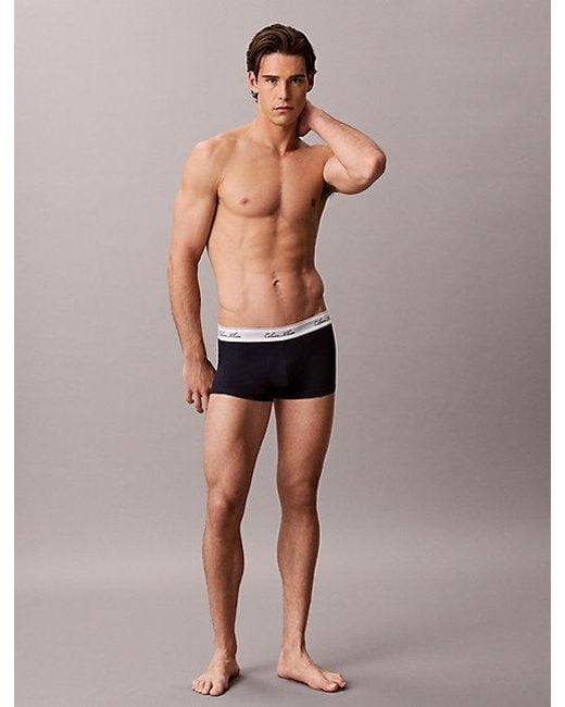 Calvin Klein Gray 3 Pack Low Rise Trunks Icon Cotton Stretch for men