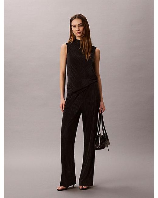 Calvin Klein Black Plisse Pull On Lounge Trousers