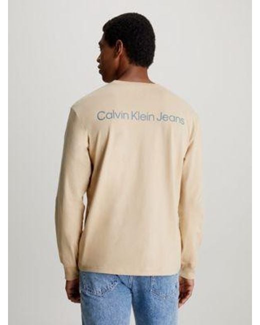 Calvin Klein T-shirt Met Lange Mouwen En Logo Achter in het Blue voor heren