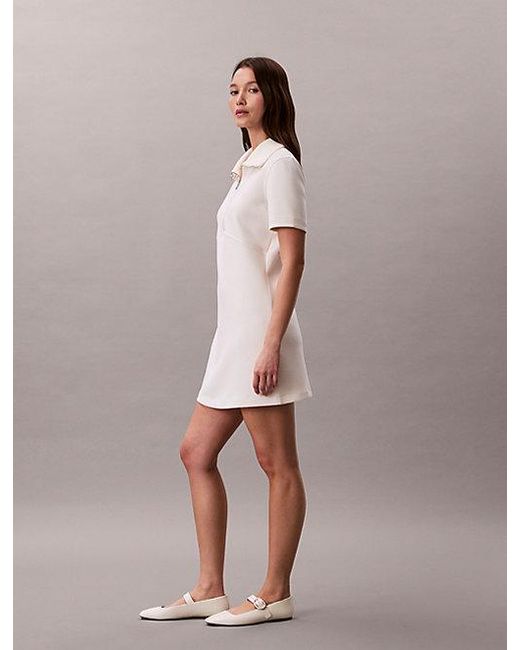 Calvin Klein Multicolor Jeans Short Sleeve Zip Collar Mini Dress