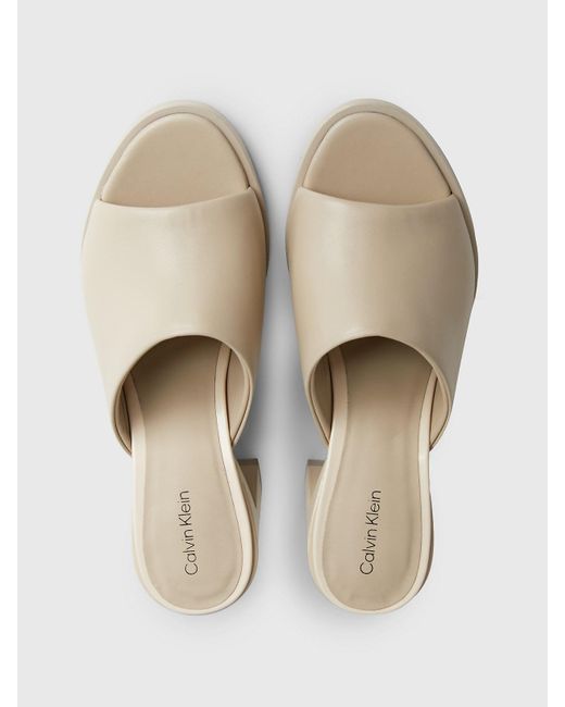 Calvin Klein White Leather Heeled Sandals
